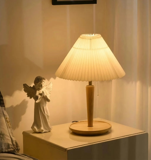 Wood Style Pleated Table Lamp