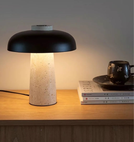 Nordic Danish Yellow Limestone Mushroom Table Lamp