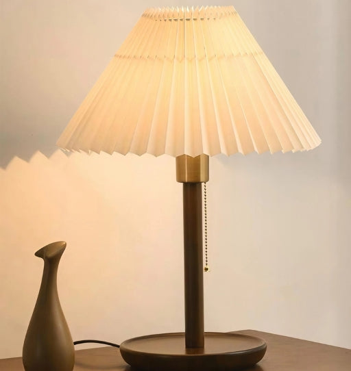 Wood Style Pleated Table Lamp