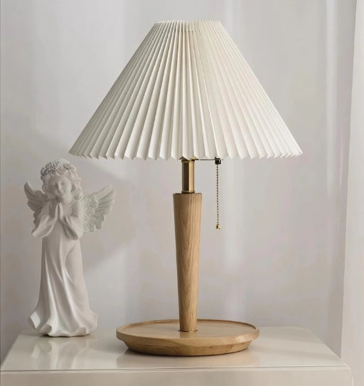 Wood Style Pleated Table Lamp