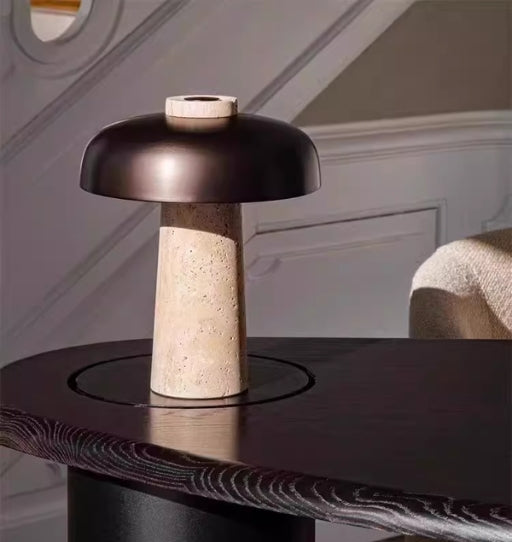 Nordic Danish Yellow Limestone Mushroom Table Lamp