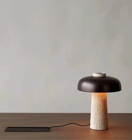 Nordic Danish Yellow Limestone Mushroom Table Lamp